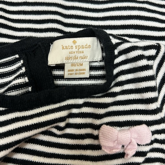 Kate Spade black and white striped sweater with pink bows size 12 months - Picture 5 of 6